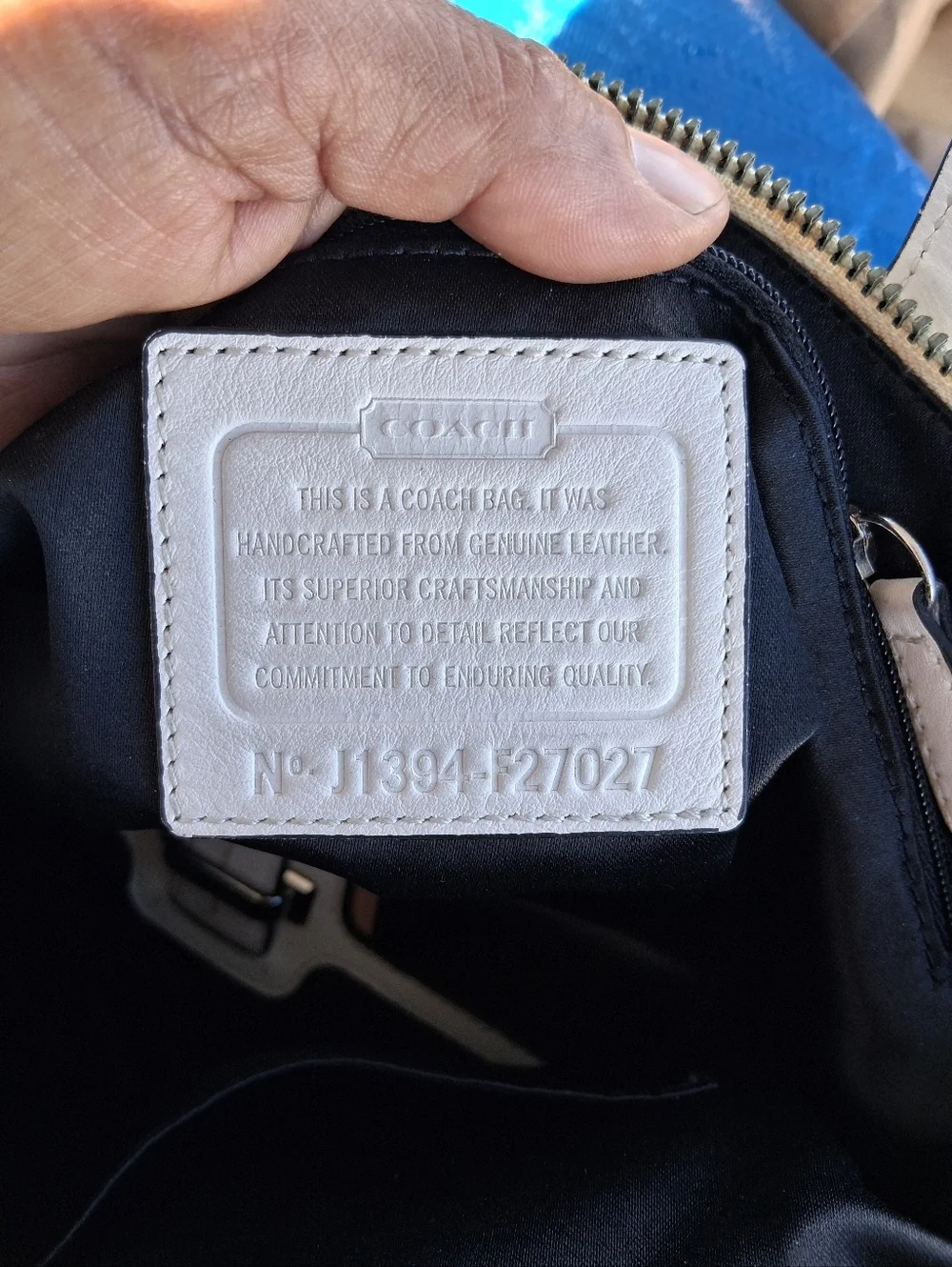 Coach Black Leather Tote with Cream and Tan Trim - Picture 9 of 11